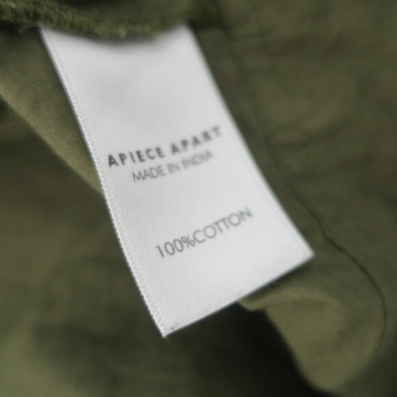 Apiece Apart Neroli Off-the-shoulder Ruffled Cotton Green Poplin Top Women's 6 - Picture 6 of 7